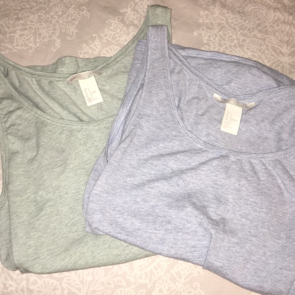 Blue and Green Basic Tank Tops H&M Summer Tops